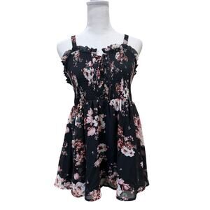 Torrid Black Floral Babydoll Top 12 Strapless Multicolor Y2K Whimsygoth